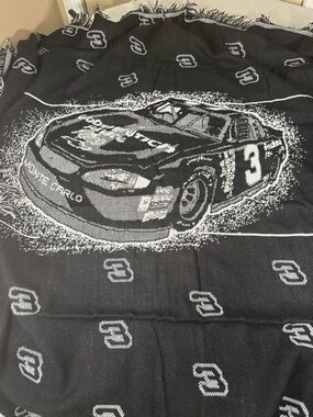 Dale Earnhardt #3 NASCAR Woven Throw Blanket 72x72 Black White Racing USA